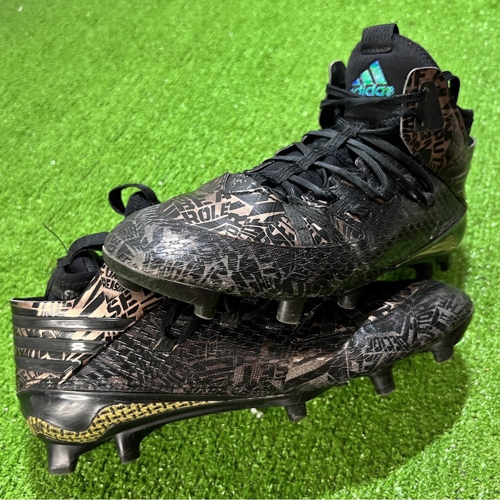 Adidas Freak X Kevlar Football Cleats 10.5 Black And Gold Snake Skin Dazzle